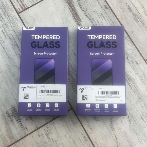 Ruwa Tempered Glass Screen Protector 2-Pack (x2 Boxes = 4 Total) – iPhone 15 Pro - Picture 1 of 8